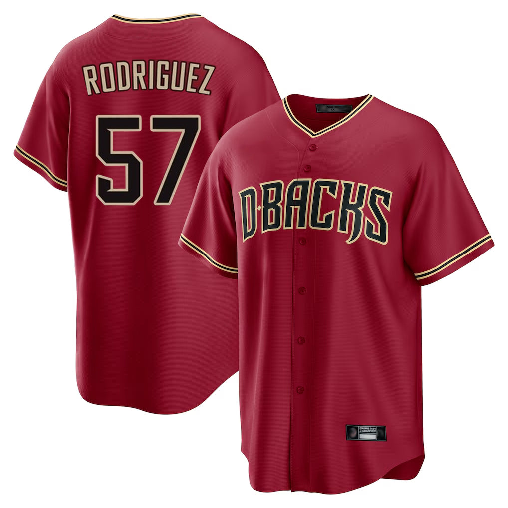 A.Diamondbacks #57 Eduardo Rodriguez Player Red Home Game Gdoa Stitched Jerseys
