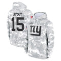 NY.Giants #15 Jordan Stout Player Arctic Camo Salute to Service Pullover Hoodies Limited Game Gdoa Stitched Jerseys