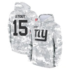 NY.Giants #15 Jordan Stout Player Arctic Camo Salute to Service Pullover Hoodies Limited Game Gdoa Stitched Jerseys