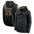 LA.Chargers #15 Ladd McConkey Player Black Salute to Service Hoodies Limited Game Gdoa Stitched Jerseys
