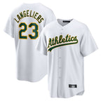 Athletics #23 Shea Langeliers Player White Home Game Gdoa Stitched Jerseys