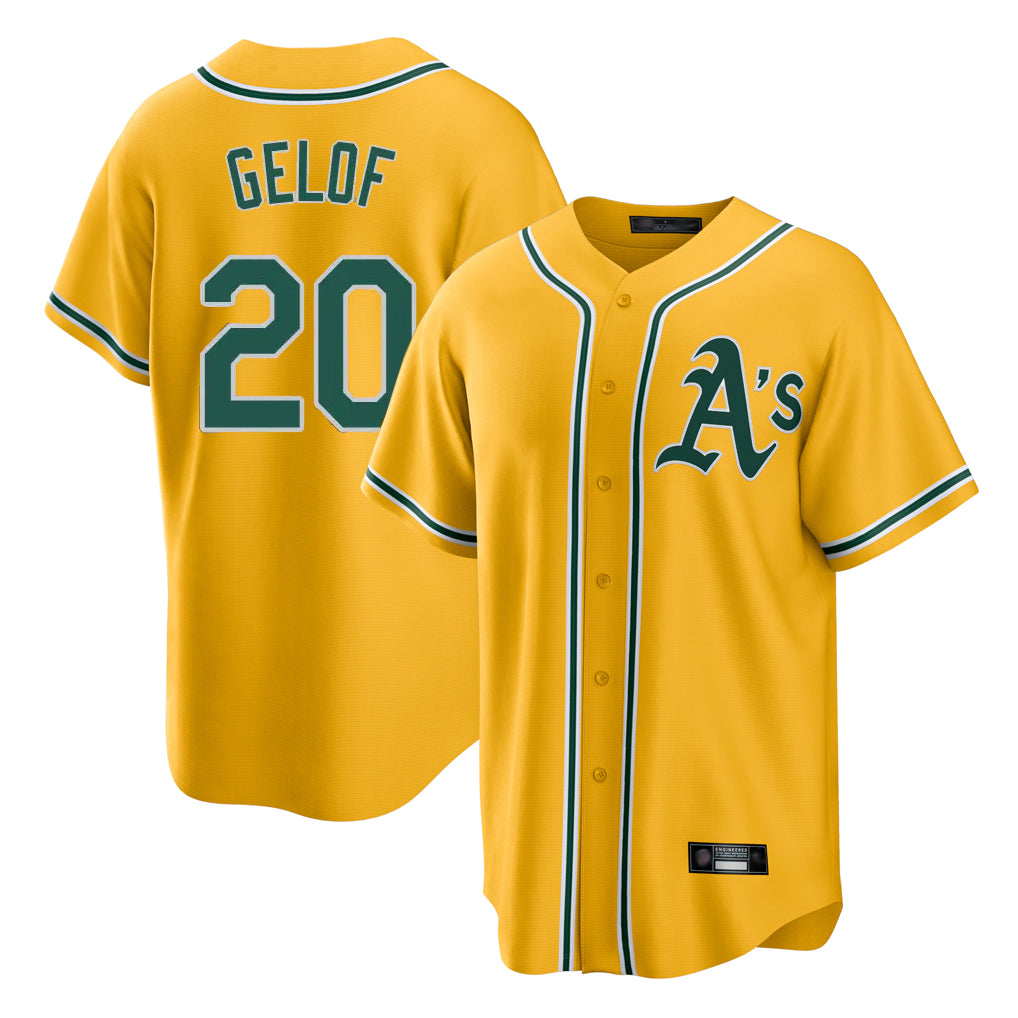 Athletics #20 Zack Gelof Player Gold Alternate Home Game Gdoa Stitched Jerseys