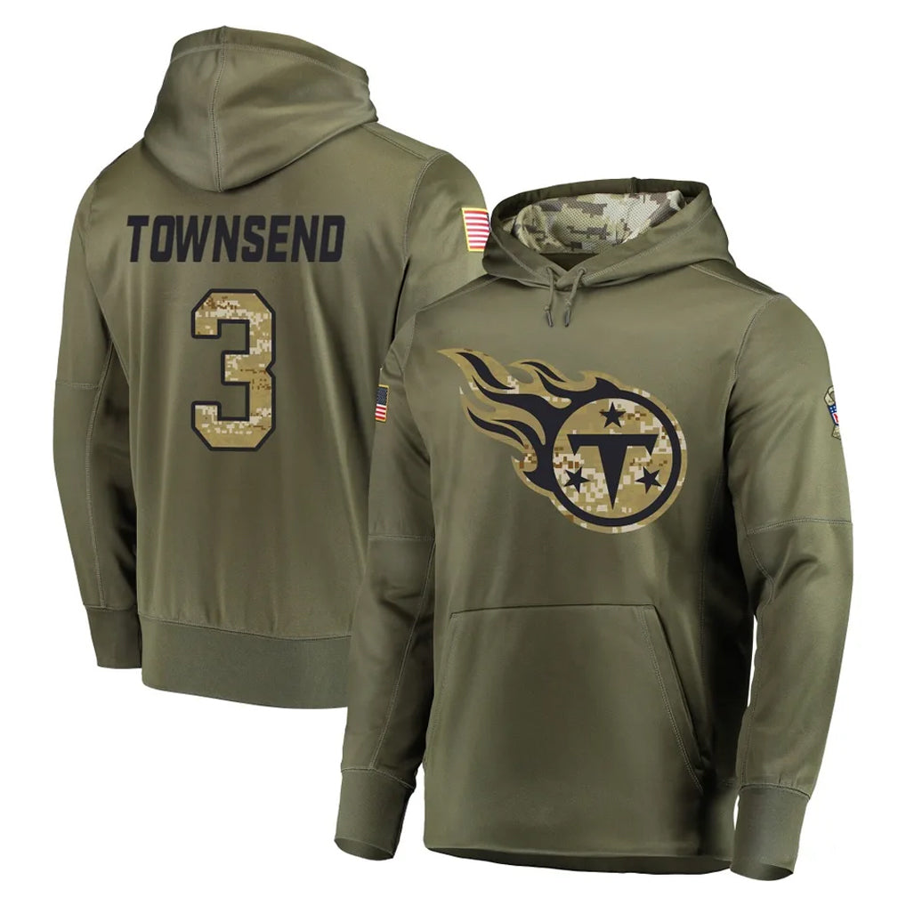 T.Titans #3 Tommy Townsend Player Olive Salute to Service Pullover Hoodies Home Game Gdoa Stitched Jerseys