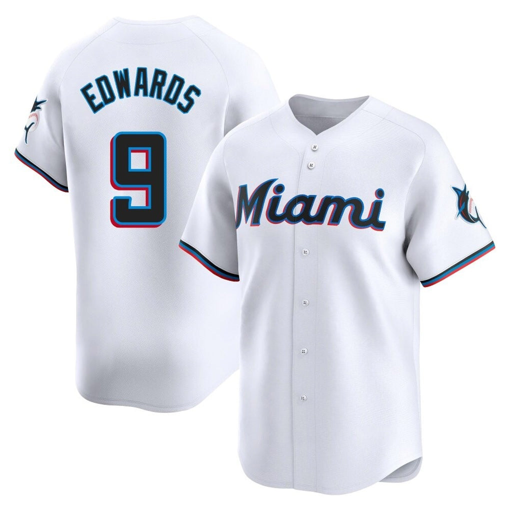 M.Marlins #9 Xavier Edwards Player White  Home Limited Fdoa Stitched Jerseys