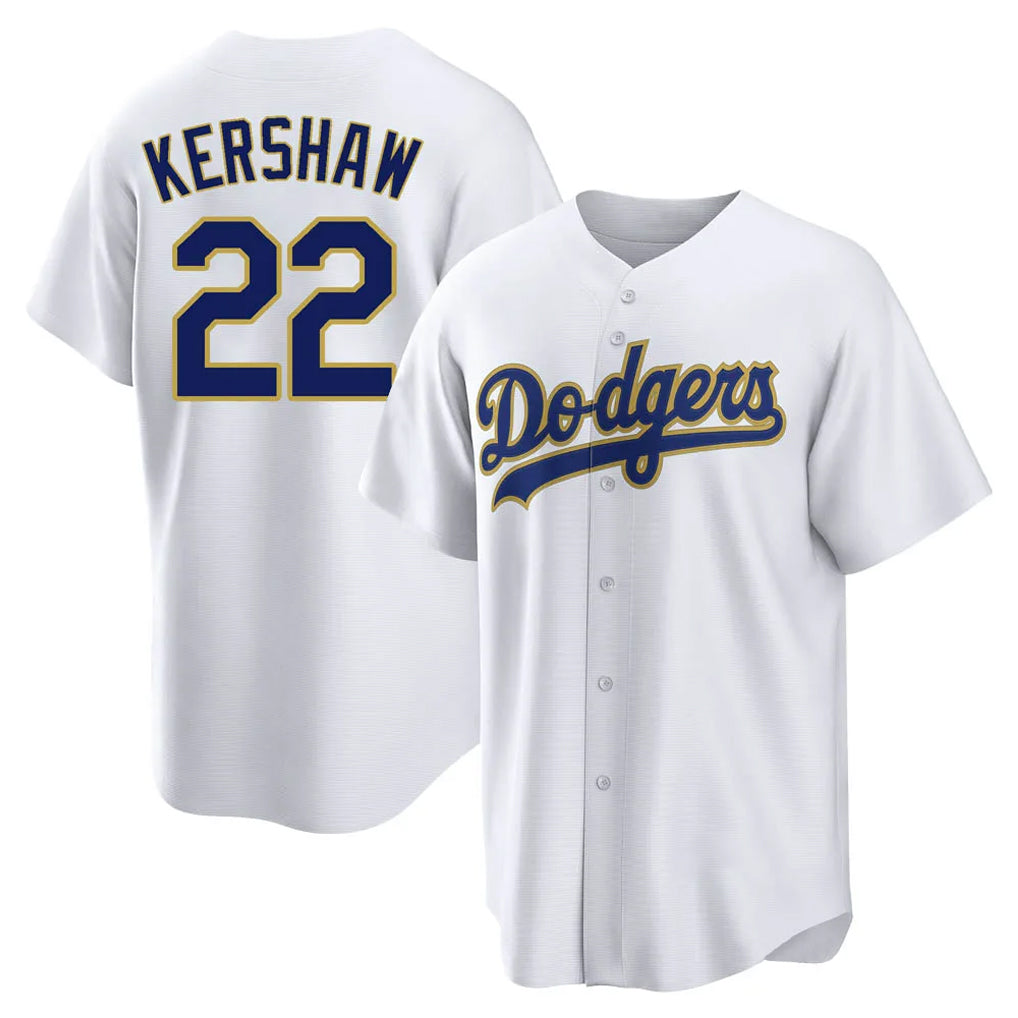 LA.Dodgers #22 Clayton Kershaw Player Gold White 2026 Collection Stadium Game Fdoa Stitched Jerseys