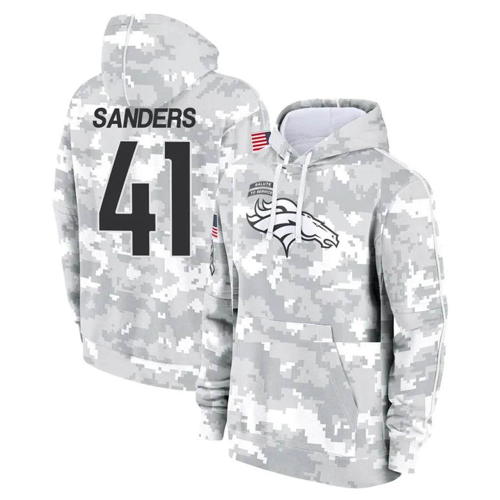 D.Broncos #41 Drew Sanders Player Arctic Camo Salute to Service Hoodies Limited Game Gdoa Stitched Jerseys