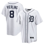 D.Tigers #8 Matt Vierling Player White Home Game Gdoa Stitched Jerseys