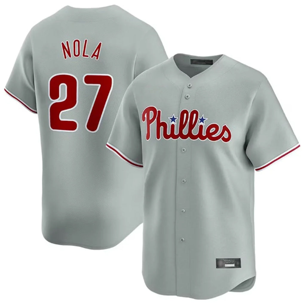 P.Phillies #27 Aaron Nola Player Gray Home Limited Fdoa Stitched Jerseys