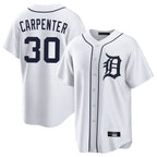 D.Tigers #30 Kerry Carpenter Player White Home Game Gdoa Stitched Jerseys
