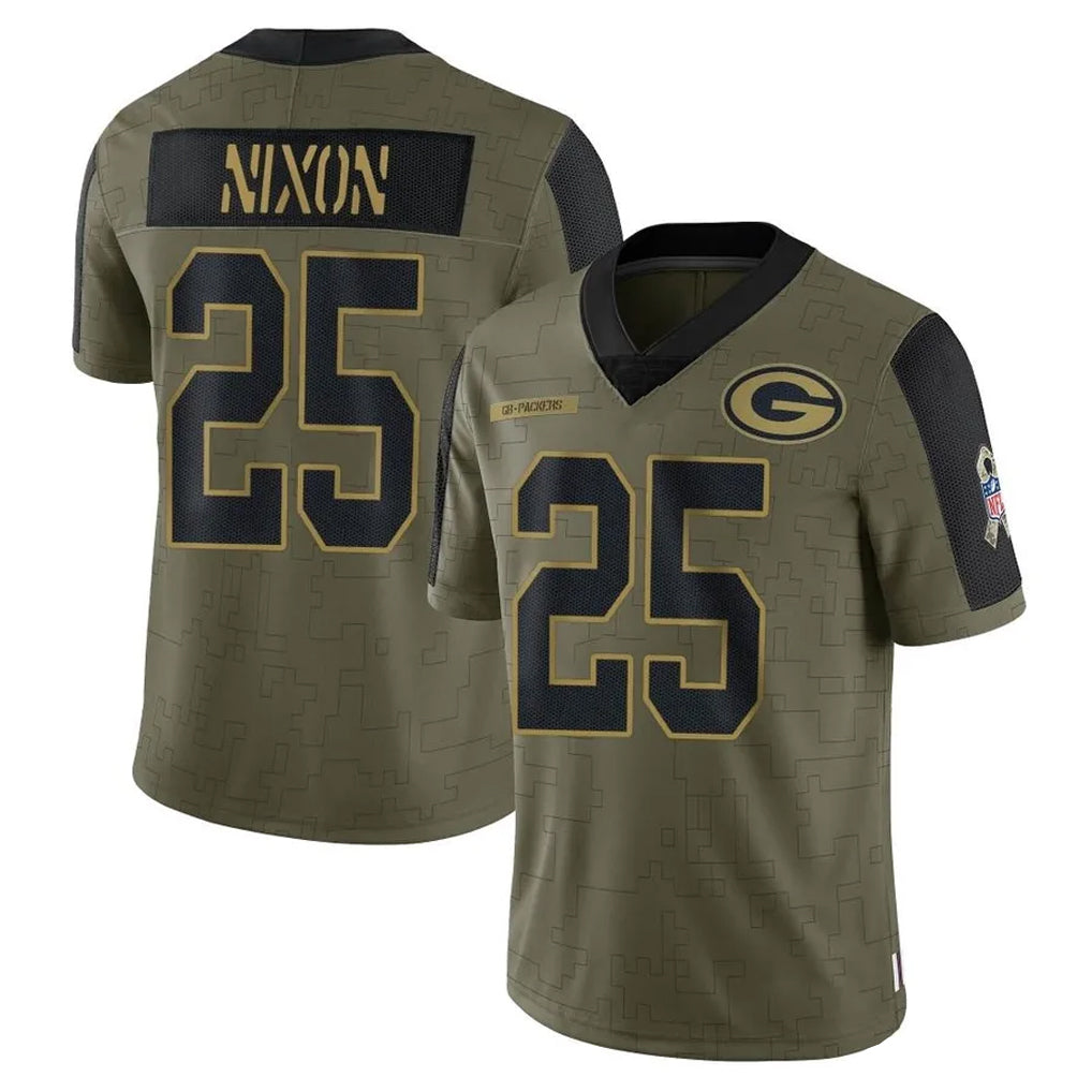 GB.Packers #25 Keisean Nixon Player Olive Salute To Service Limited Game Gdoa Stitched Jerseys