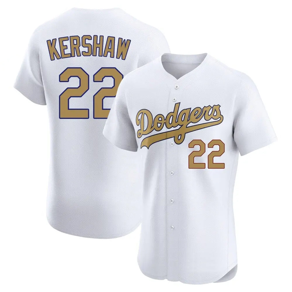 LA.Dodgers #22 Clayton Kershaw Player Gold Limited Elite Home Fdoa Stitched Jerseys