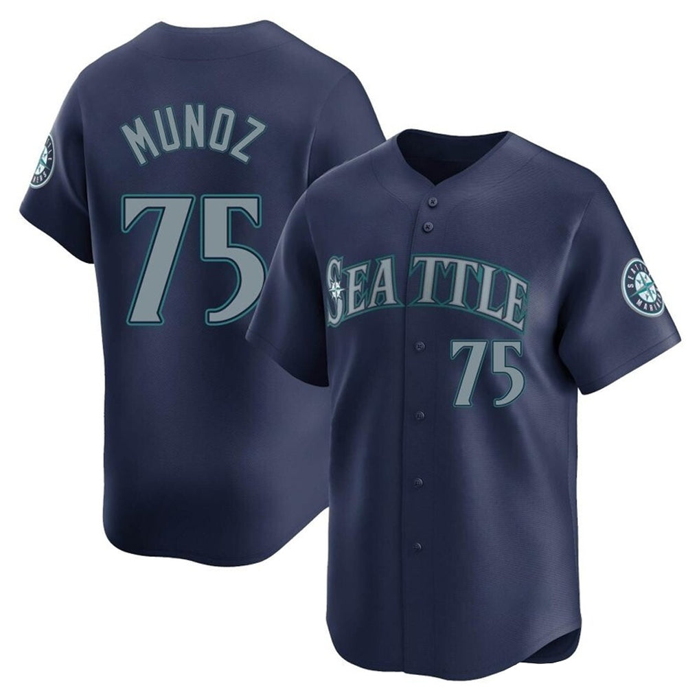 S.Mariners #75 Andres Munoz Player Navy Home Limited Fdoa Stitched Jerseys