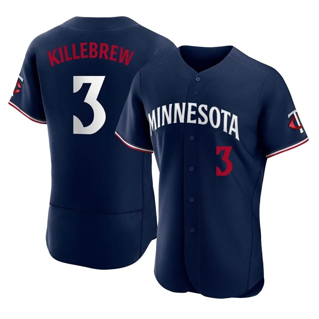 M.Twins #3 Harmon Killebrew Player Navy Replica Home Limited Elite Fdoa Stitched Jerseys