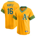 Athletics #16 Nick Kurtz Player Gold Cooperstown Collection T-shirt Game Gdoa Stitched Jerseys