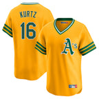 Athletics #16 Nick Kurtz Player Gold Cooperstown Collection T-shirt Game Gdoa Stitched Jerseys