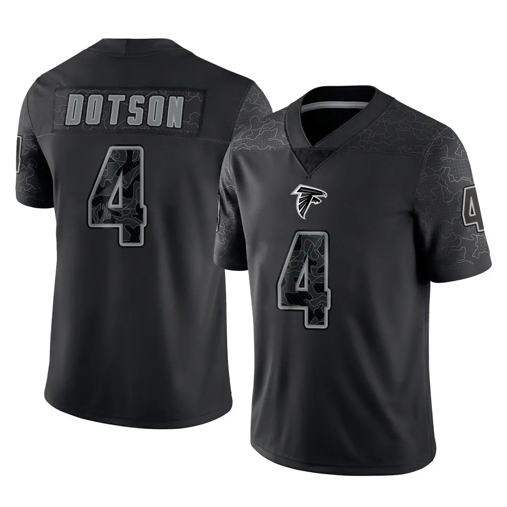 A.Falcons #4 Jahan Dotson Player Black RFLCTV Limited Game Gdoa Stitched Jerseys