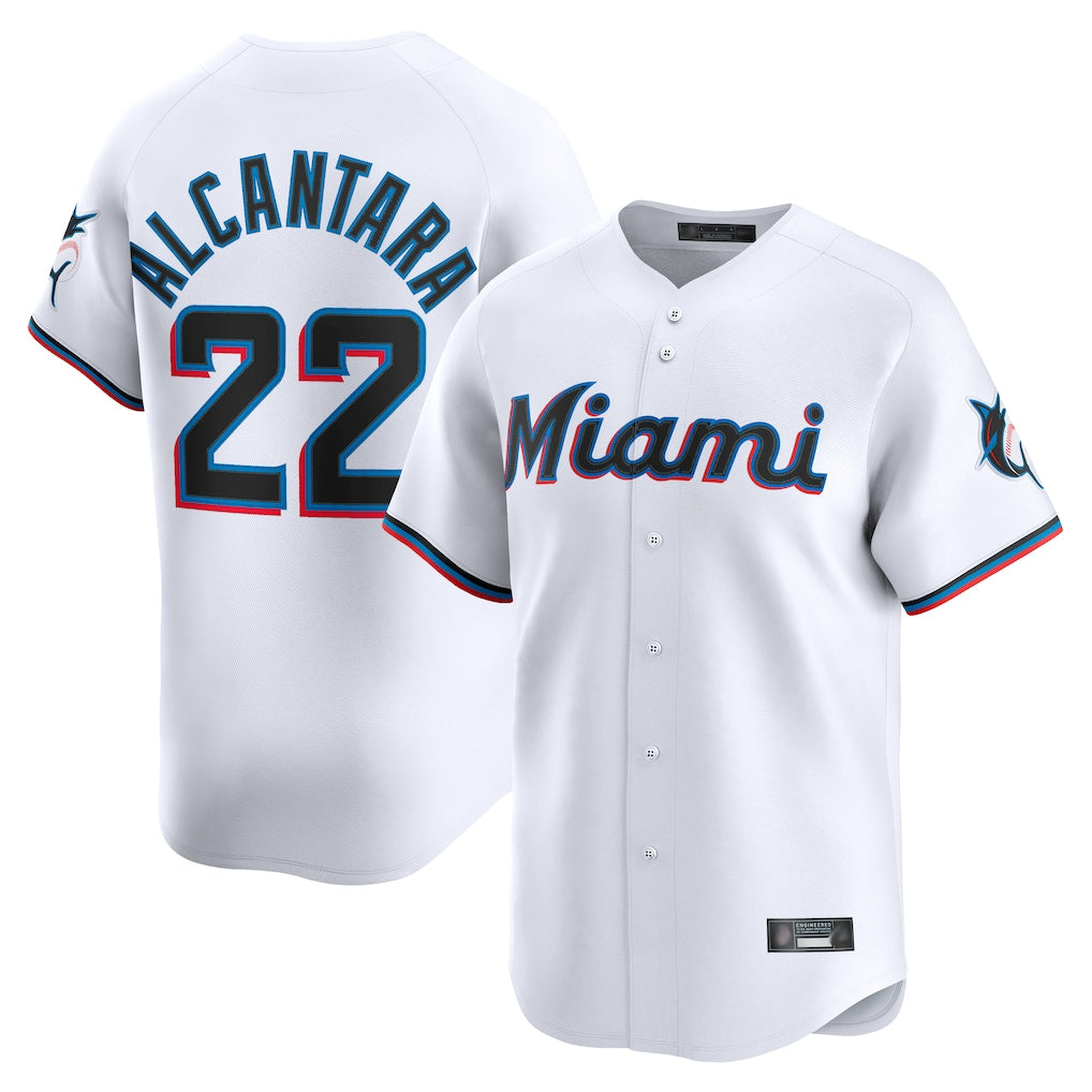M.Marlins #22 Sandy Alcantara Player White  Home Limited Fdoa Stitched Jerseys