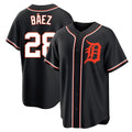 D.Tigers #28 Javier B¨¢ez Player Black Fashion Out Home Game Gdoa Stitched Jerseys