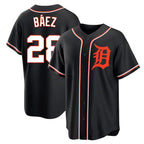 D.Tigers #28 Javier B¨¢ez Player Black Fashion Out Home Game Gdoa Stitched Jerseys