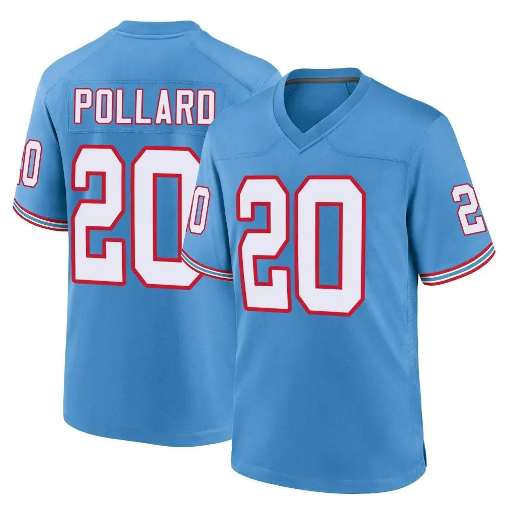 T.Titans #20 Tony Pollard Player Light Blue Oilers Throwback Home Game Gdoa Stitched Jerseys
