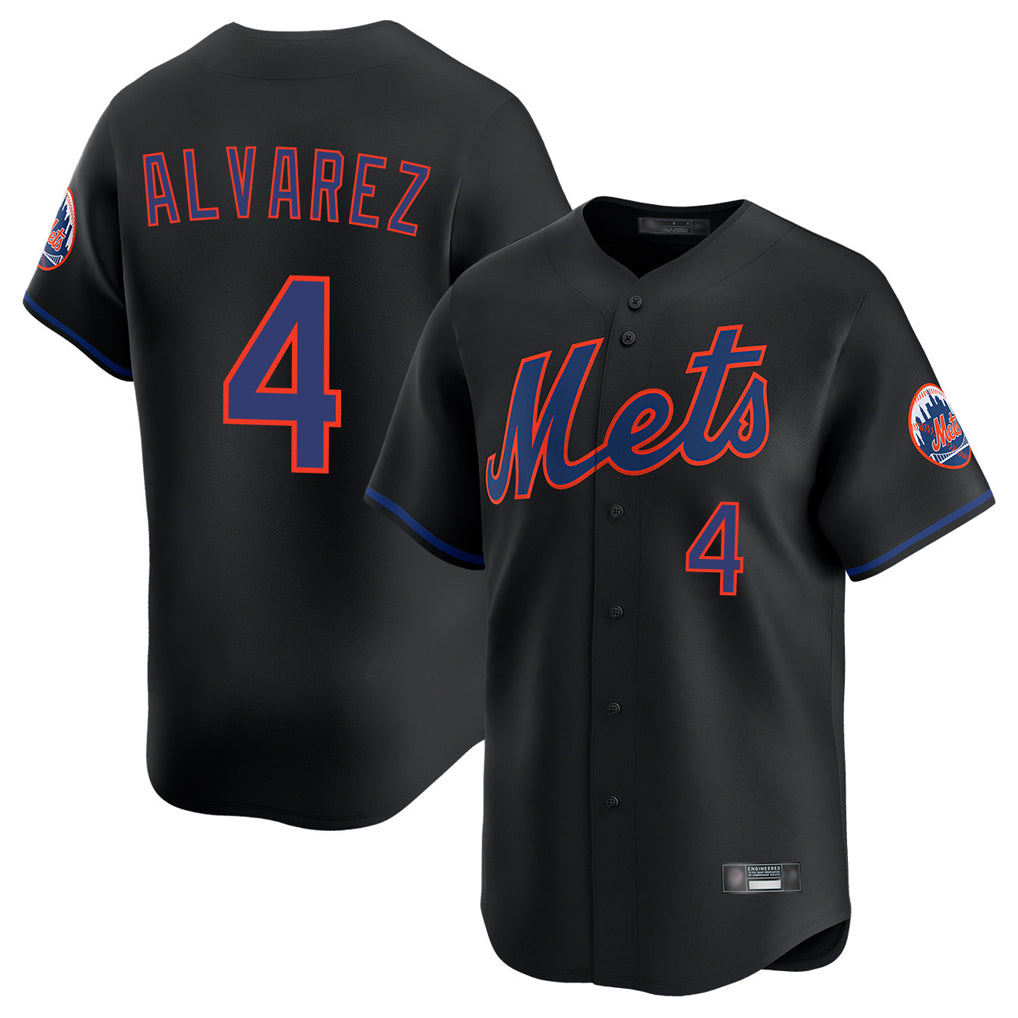 NY.Mets #4 Francisco Alvarez Player Black Alternate Home Limited Fdoa Stitched Jerseys
