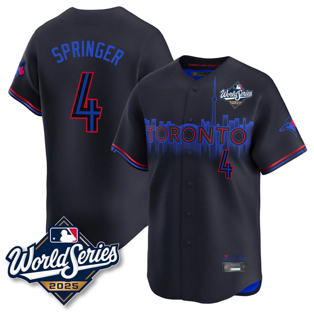 T.Blue Jays #4 George Springer Player Black 2025 World Series City Connect Fdoa Stitched Jerseys