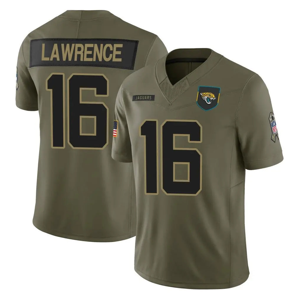 J.Jaguars #16 Trevor Lawrence Player Olive 2025 Salute To Service Limited Game Gdoa Stitched Jerseys