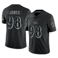 B.Ravens #98 Travis Jones Player Black REFLECTIVE Limited Gdoa Stitched Jerseys