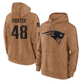 NE.Patriots #48 Namdi Obiazor Player Brown Salute to Service Pullover Hoodies Limited Game Gdoa Stitched Jerseys