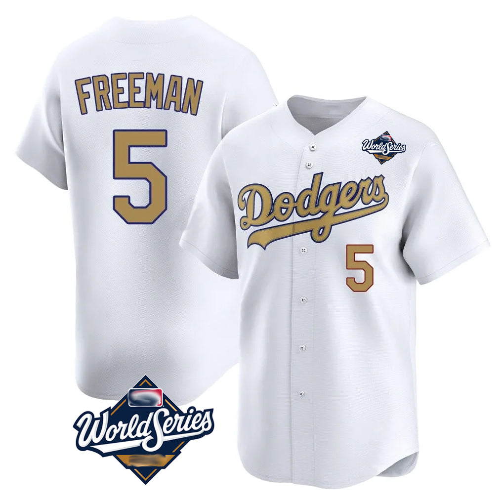 LA.Dodgers #5 Freddie Freeman Player Gold World Series Collection Limited Home Fdoa Stitched Jerseys