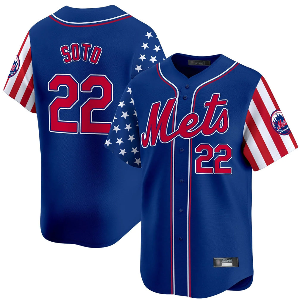 NY.Mets #22 Juan Soto Player Royal 2025 Independence Day Vapor Premier Limited  Fdoa Stitched Jerseys