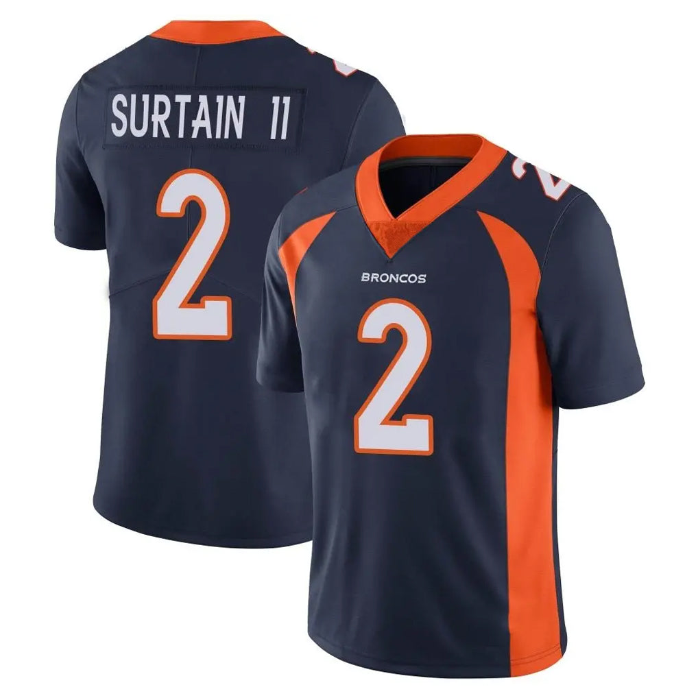 D.Broncos #2 Pat Surtain II Player Navy Vapor Untouchable Limited Game Gdoa Stitched Jerseys