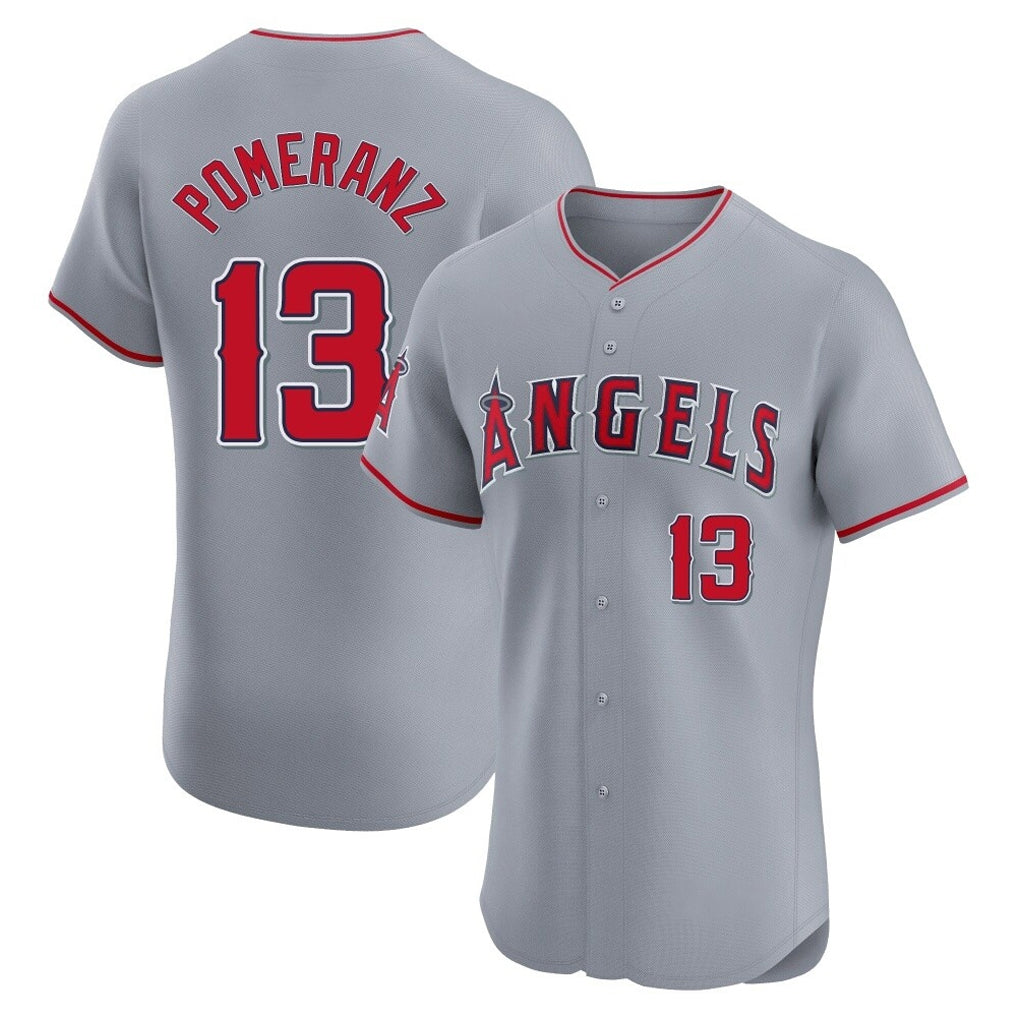 LA.Angels #13 Drew Pomeranz Player Gray Home Limited Elite Fdoa Stitched Jerseys