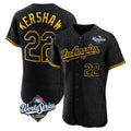 LA.Dodgers #22 Clayton Kershaw Player Black World Series Snake Skin City Limited Elite Home Fdoa Stitched Jerseys