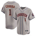 H.Astros #1 Carlos Correa Player Gray Home Limited Gdoa Stitched Jerseys
