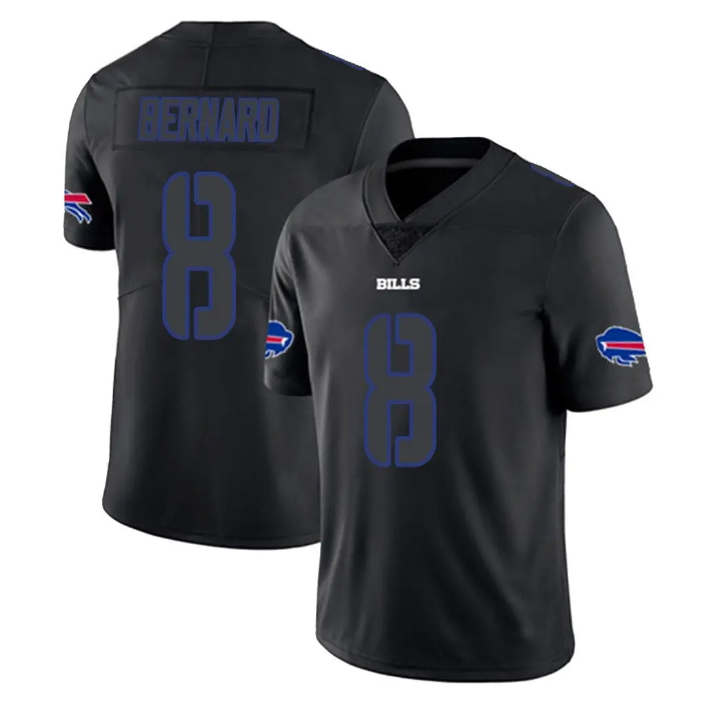 B.Bills #8 Terrel Bernard Player Black Impact Limited Home Game Gdoa Stitched Jerseys