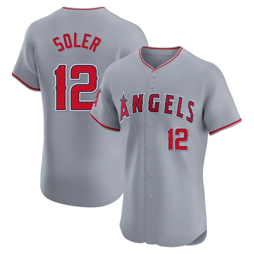 LA.Angels #12 Jorge Soler Player Gray Home Limited Elite Fdoa Stitched Jerseys