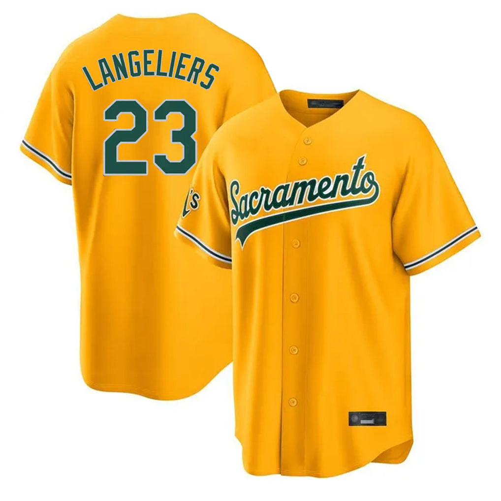 Athletics #23 Shea Langeliers Player Gold Home Game Gdoa Stitched Jerseys