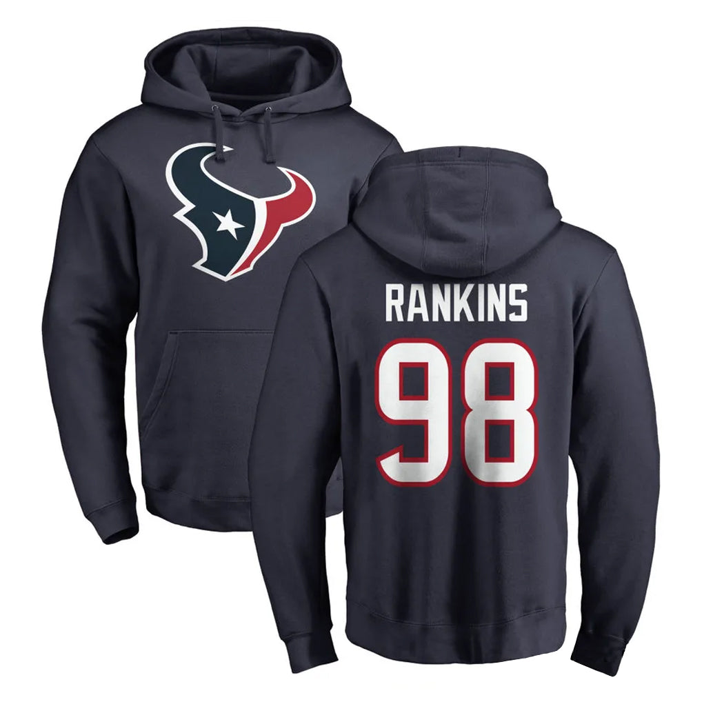 H.Texans #98 Sheldon Rankins Player Navy Pro Line Pullover Hoodie Limited Game Gdoa Stitched Jerseys