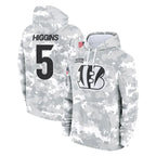 C.Bengals #5 Tee Higgins Player Arctic Camo Salute to Service Pullover Hoodie Limited Gdoa Stitched Jerseys