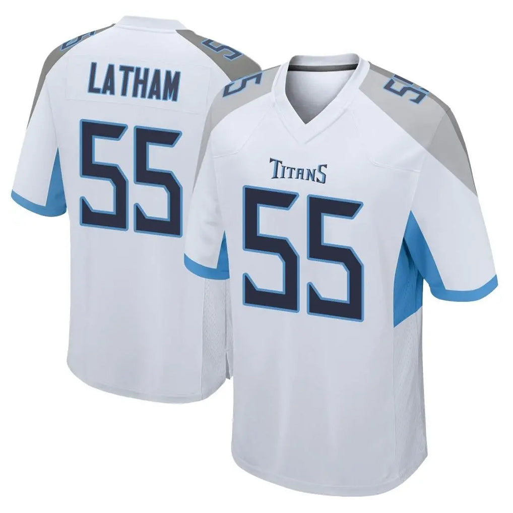 T.Titans #55 JC Latham Player White Home Game Gdoa Stitched Jerseys
