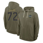S.Seahawks #72 Abraham Lucas Player Olive Salute to Service Pullover Hoodies Limited Gdoa Stitched Jerseys