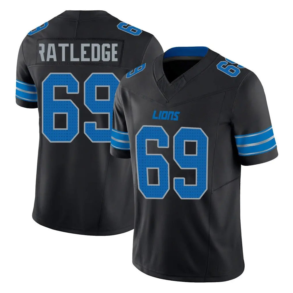 D.Lions #69 Tate Ratledge Player Black Alternate Vapor F.U.S.E. Limited Home Game Gdoa Stitched Jerseys