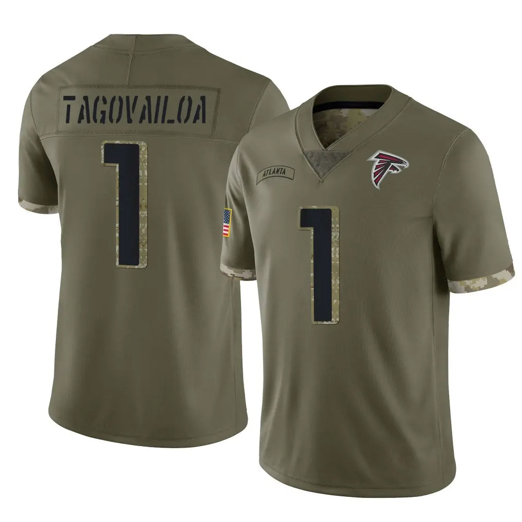 A.Falcons #1 Tua Tagovailoa Player Olive Salute To Service Limited Gdoa Stitched Jerseys