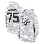 J.Jaguars #75 Emmanuel Pregnon Player Arctic Camo Salute to Service Hoodies Limited Game Gdoa Stitched Jerseys