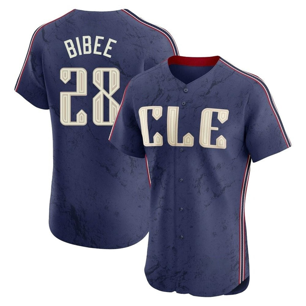C.Guardians #28 Tanner Bibee Player Navy City Connect Limited Elite Home Gdoa Stitched Jerseys