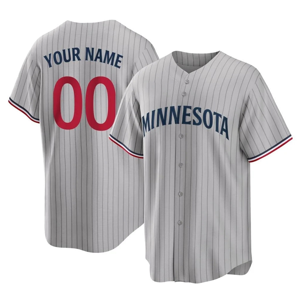 Custom M.Twins Gray Home Game Any Name & Number Gdoa Stitched Jerseys