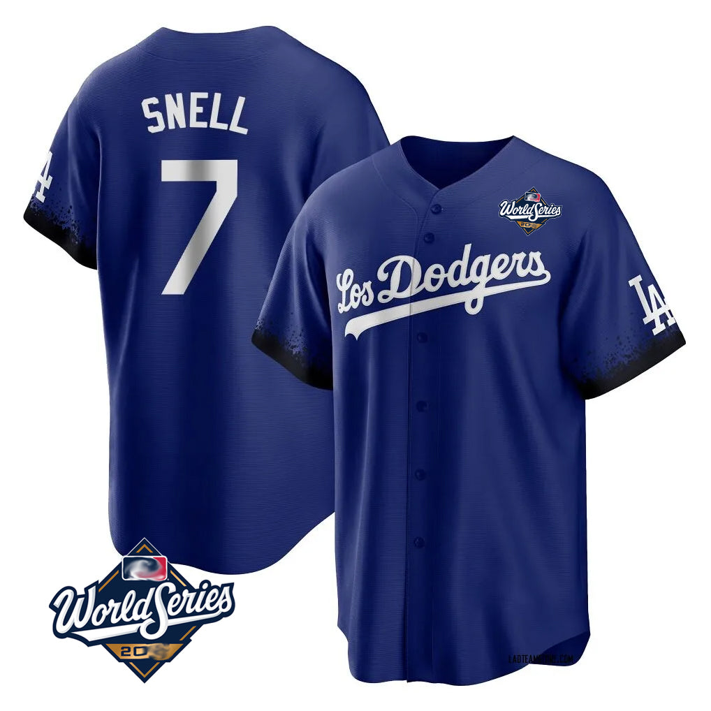 LA.Dodgers #7 Blake Snell Player Royal City Connect Game World Series Fdoa Stitched Jerseys