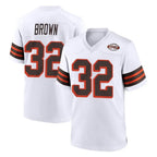 C.Browns #32 Jim Brown Player White Alternate Home Game Gdoa Stitched Jerseys
