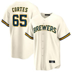 M.Brewers #65 Nestor Cortes Player Cream Home Game Fdoa Stitched Jerseys